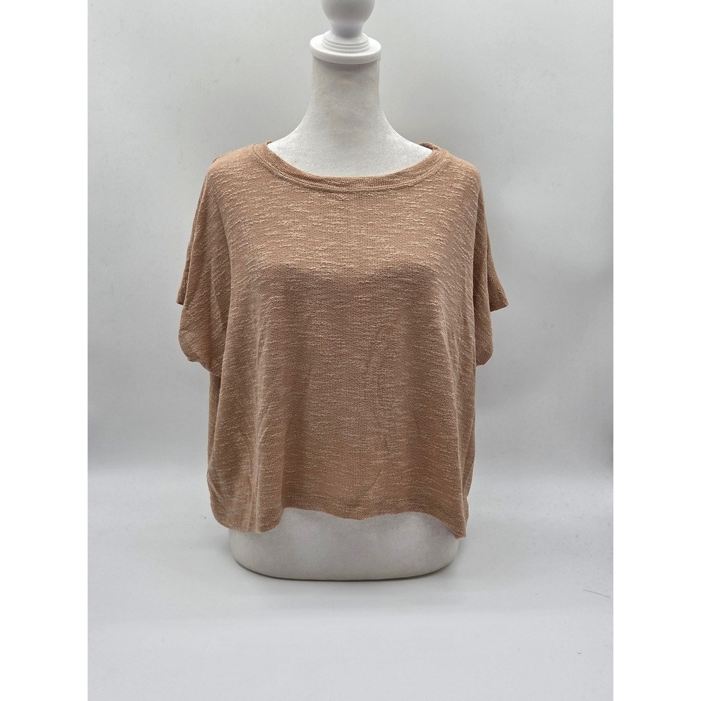 Zenana Women's M Tan Textured Knit Dolman Short Sleeve Top 101-533